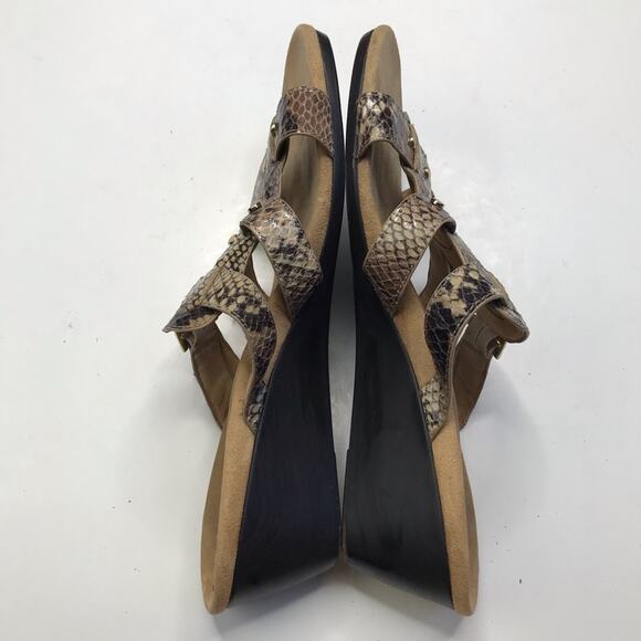 Vionic Women's Radia Orthotic Adjustable Strap Slide Snake Print Wedge Sandals - Picture 2 of 7